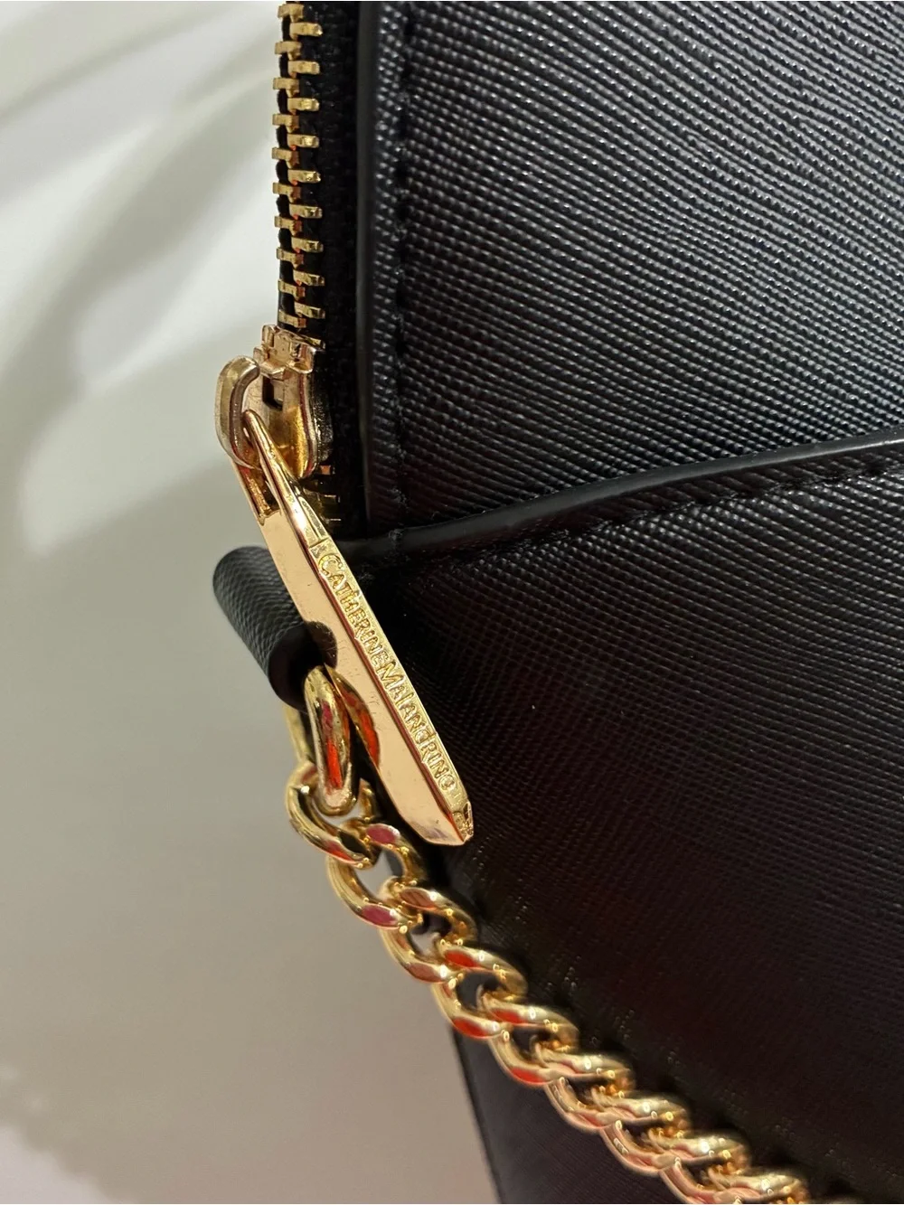 Catherine Malandrino Black Satchel with Gold Chain Detail